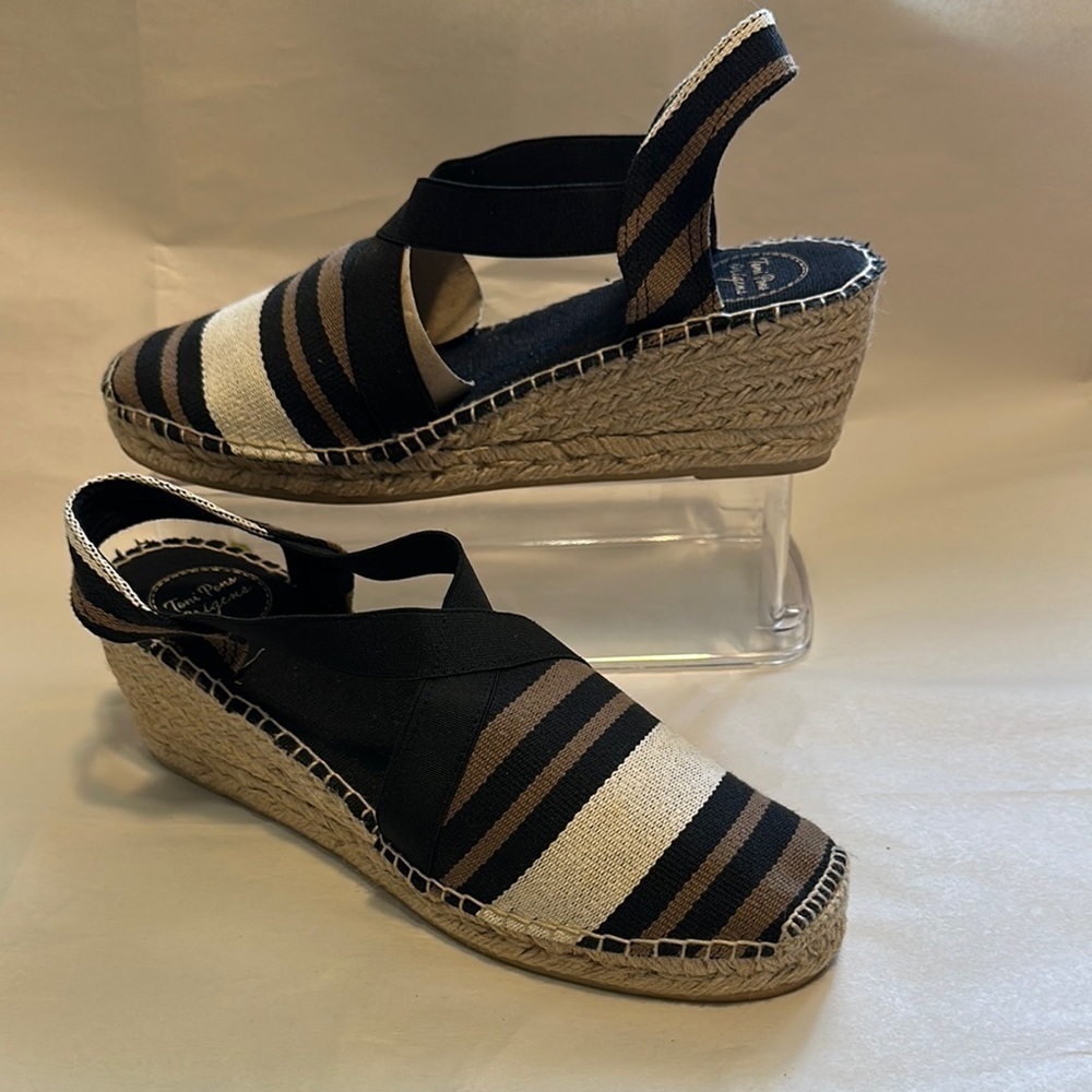 Women's Striped Espadrille Wedge Sandals
